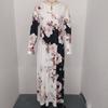 Women's Long Sleeve Round Neck Printed Pocket Long Elegant Dress