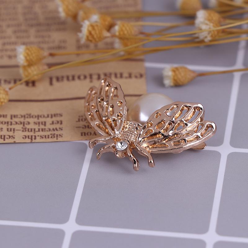 1Pc Cute Bee Faux Pearl Metal Women Shoe Clip Decor Girls Shoes Clip Buckle