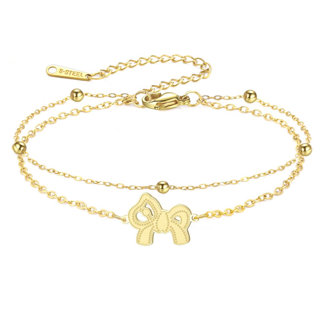 Stainless Steel Romantic Bowknot Bracelet Dainty Horse Pendant Bracelet Cute Pony Rope Bracelet for Women Jewelry Gift for He
