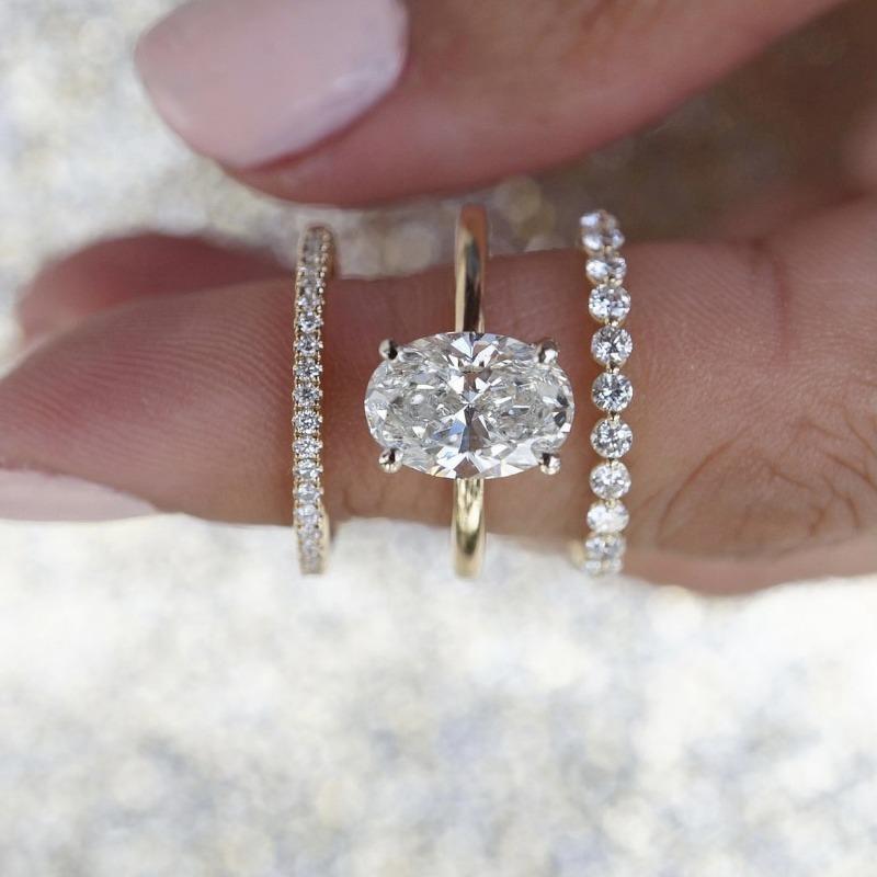 Dazzling Women Rings Gold Color Round White Stone Rings Party Set Accessories Gift