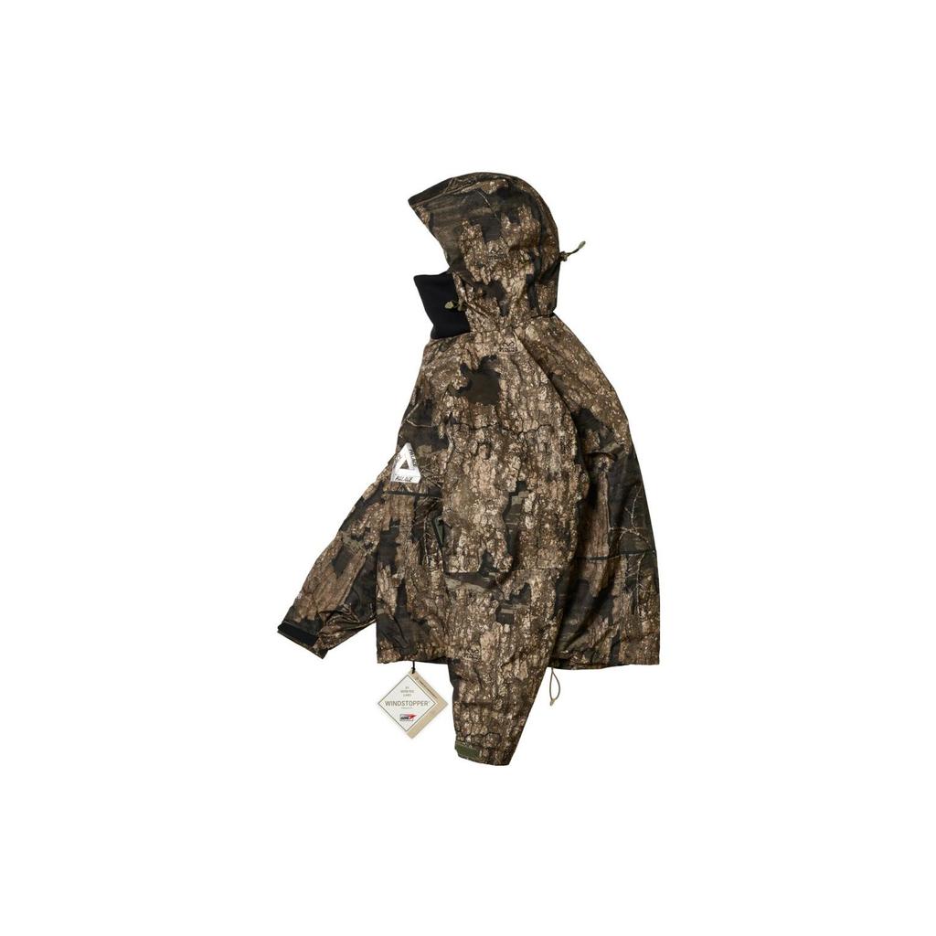 Palace Ultimo Series FW23 Gore-Tex Windstopper Mask Jacket Camouflage Windproof Hooded Zip Jacket Unisex Jacket Green P25JK120