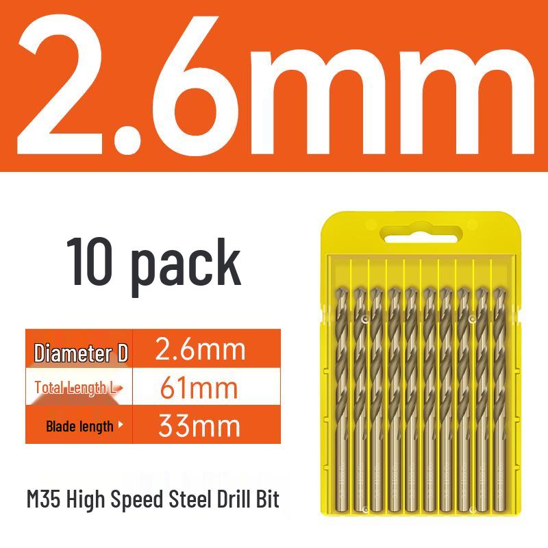 M35 Cobalt Twist Drill Bits Set for Stainless Steel, High Hardness, Straight Shank, Hand & Electric Drills