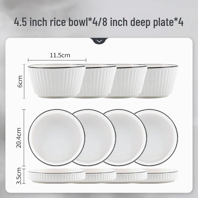 MoDe Lanca American Black Line Dinnerware Set