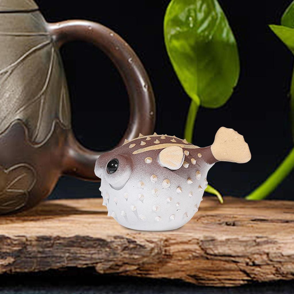 Puffer Statue Te Pet Ornament Collectible Gave for Lovers Håndlaget miniatyr skulptur dyr