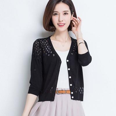 Summer Cardigans for Women Half Short Long Sleeves Thin Knitwears Tops Women's Sweater Jacket Ice Silk Korean Fashion Blouse