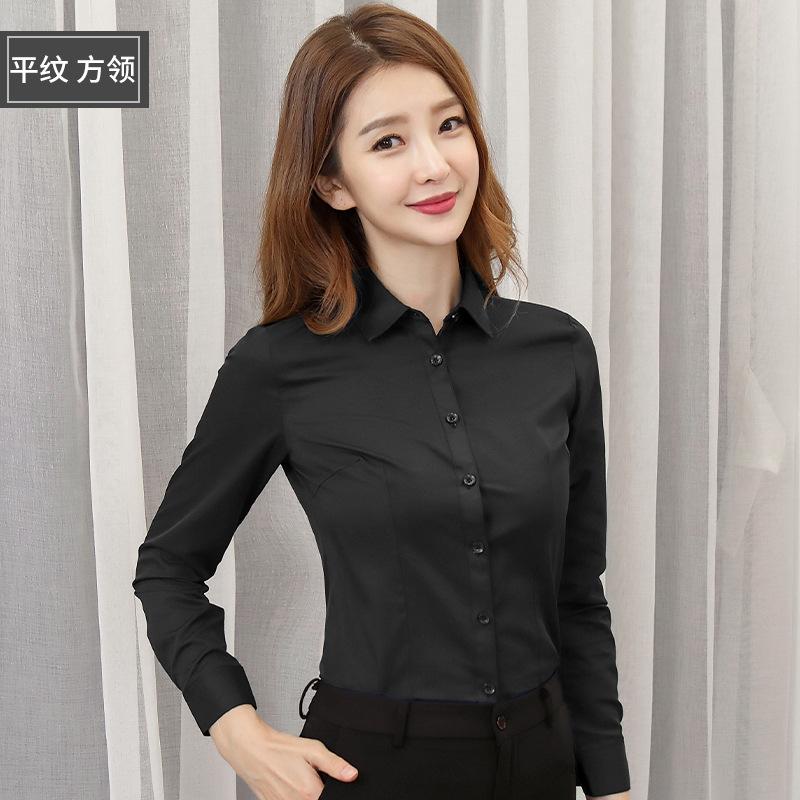 Camisa de Mujer Cuello en V Manga Larga Ajustada Casual Botones Delanteros Oficina Trabajo Blusa Top