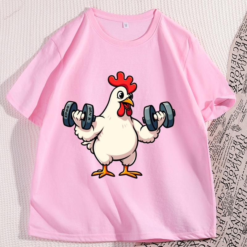 Chicken Workout Tshirt Cotton Casual Funny T Shirt Men Bodybuilding Tees Crewneck Short Sleeve Tshirt Breathable Streetwear