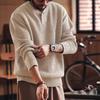 Ge Lan Lu Herren Schwerer Henley-Kragen Grobstrickpullover - Herbst Winter Old Money Stil, Dicke Warme Strickware