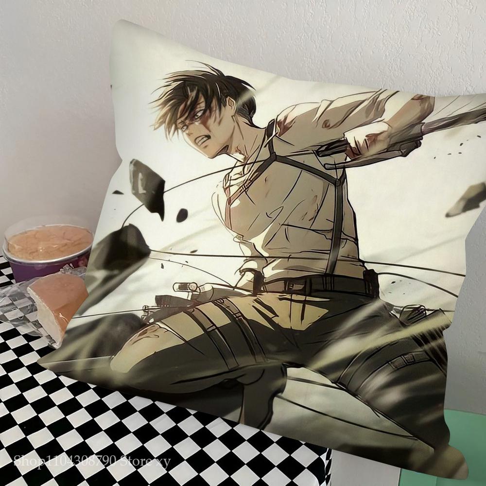 Levi Ackerman Attack On Titan Pillow Case Square Pillow Bedroom Sofa Leisure Comfort Cushion Car Living Room Home Decoration