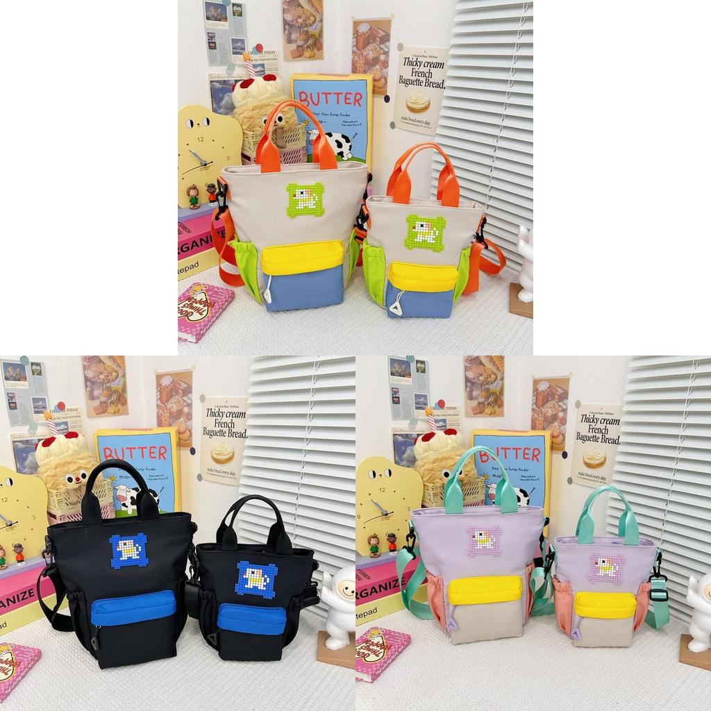 Kid Parent Color Block Crossbody Bag Nylon Breathable For Outdoor Daily Use