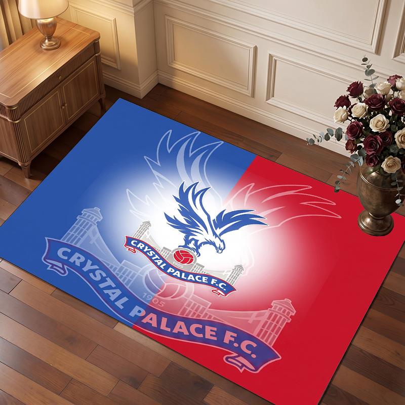 Crystal Palace Football Print Crystal Velvet Rug, Comfortable Water Absorbent Non Slip Indoor Floor Carpet