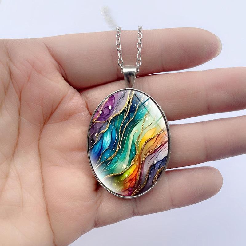 Fantasy Ripple Pattern Oval Women's Jewelry Fashion Pendant Necklace