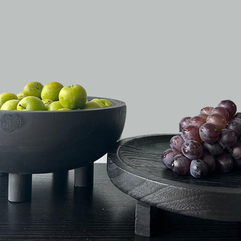 Wabi Wind Paulownia Wooden Plate Home Decoration Ornament Wooden Pallet Storage Plate Homestay Solid Wood High-end Fruit Plate