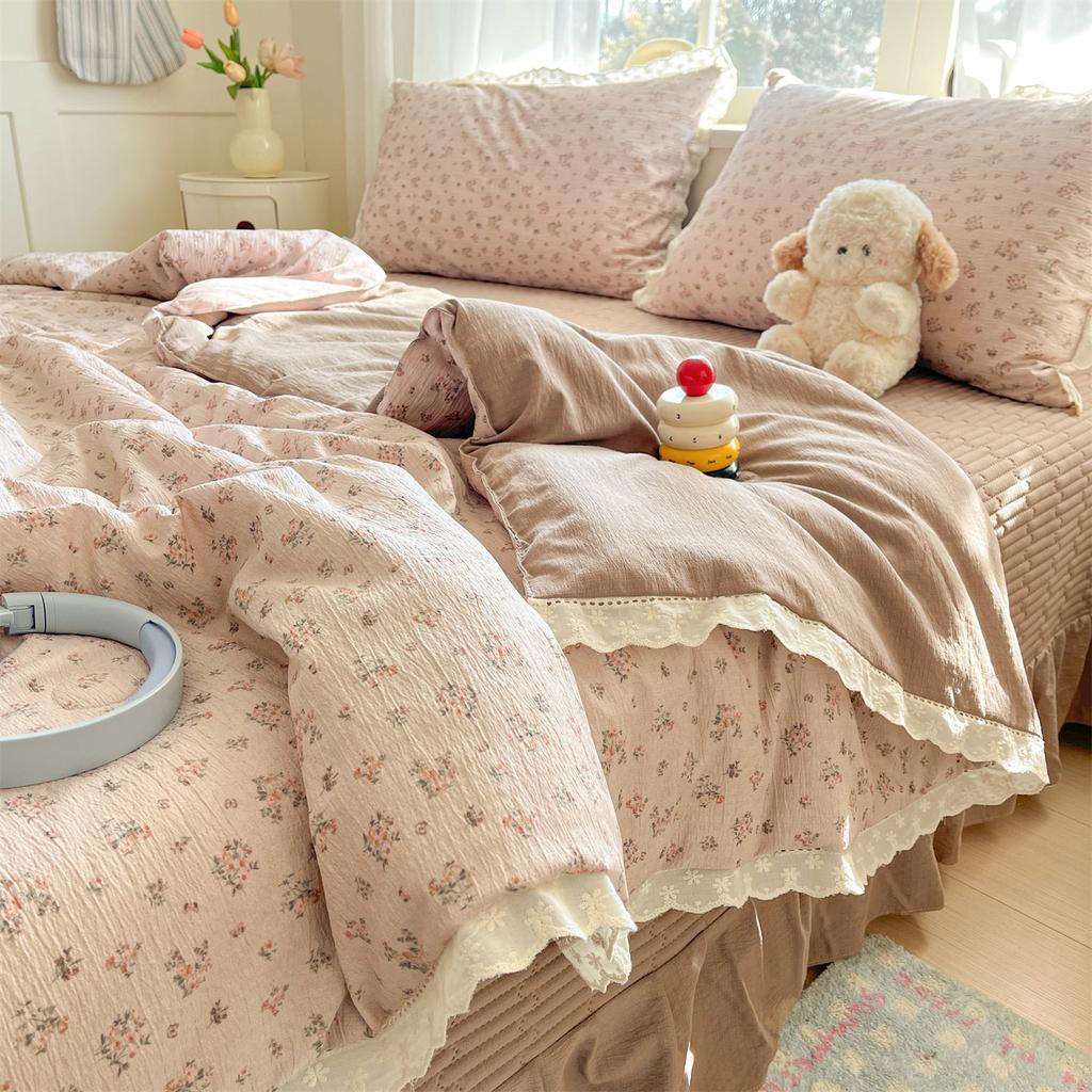 2026 New Cloud Feeling Puff Cotton Small Fresh Lace Bed Cover Bed Sheet Style Summer Quilt - Summer