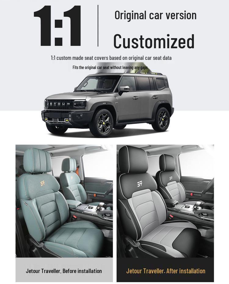 Jetour Traveller Full Leather Car Cushion - All-Season, 5-Seat Compatible