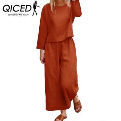 Plus Size Suit Loose Solid Colour Shirt Trousers Two Piece Set