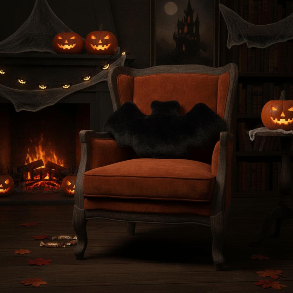 Fluffy Surface Halloween Bat Throw Pillow Non-shedding Bat Plush Toy Bat Sofa Cushions Gift