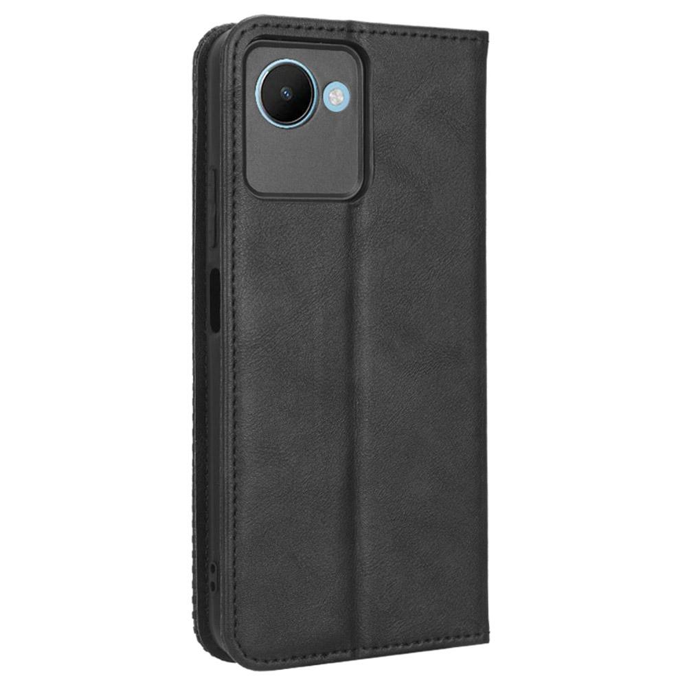 For Realme C30 4G/C30s 4G Magnetic Auto Closing Phone Case Hands-free Stand Retro Texture Imprinted Pattern PU Leather Flip Wallet Phone Cover