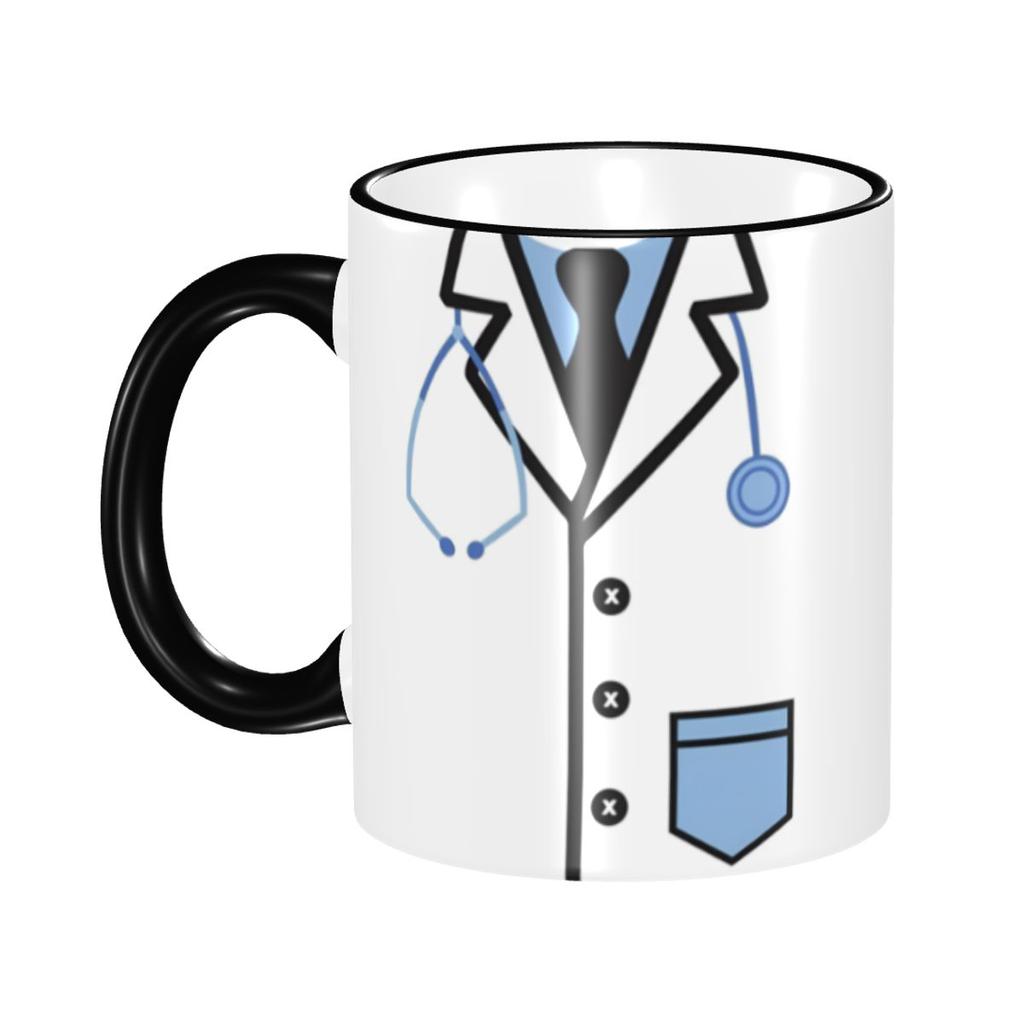 Personalized Medical Doctor Mugs DIY 3D Stethoscope & Heartbeat Pattern Ceramic Milk Tea Coffee Cup