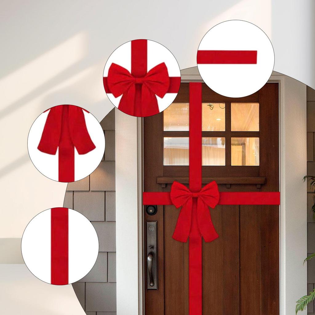 Cabinet Door Ribbon Bow Xmas Tree Red Ornament Decorative Festival Wrapping Decorations Front Door Bow for Christmas Tree
