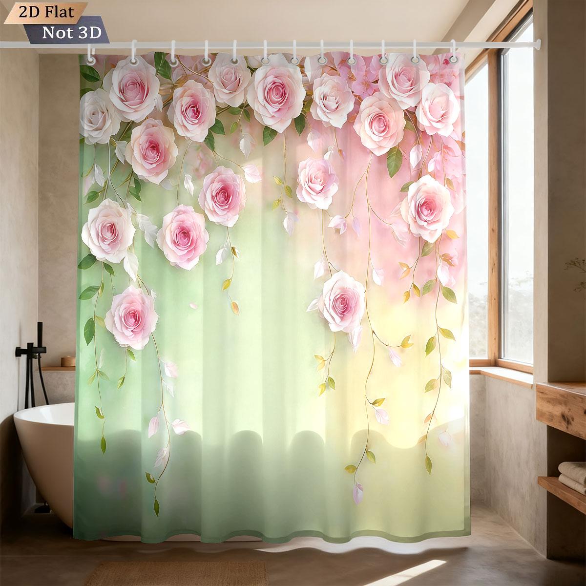 1 шт. Водонепроницаемая штора-перегородка для приватности с принтом разноцветных весенних цветов, с 12 крючками, разных размеров, простая в установке 90x180cm