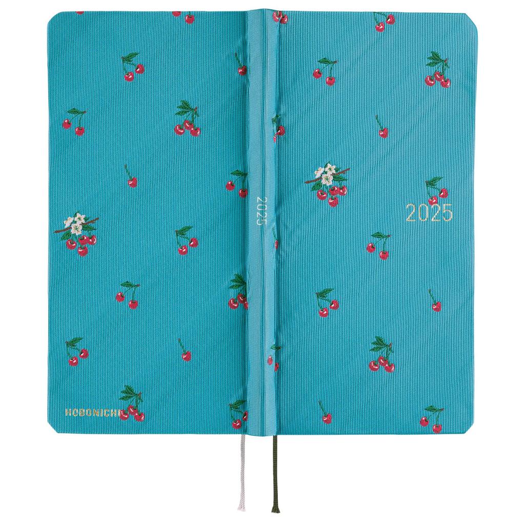 Hobonichi Techo 2025 Weeks MEGA Tie January Weekly Slim 213 Grid Memo & Handkerchief/Cherry Blossom, Start, Planner, Left, Vertical, Pages,