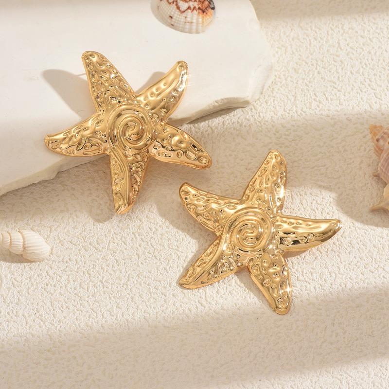 Seaside earrings summer ocean vacation wind alloy starfish earrings women's niche exaggerated earrings