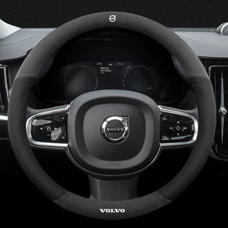 Transpirable y antideslizante Para Volvo S60 V50 XC40 XC60 XC70 XC90 S40 S90 C30 V40 V60 V90 Cubierta de Volante de Coche de Cuero Gamuzado