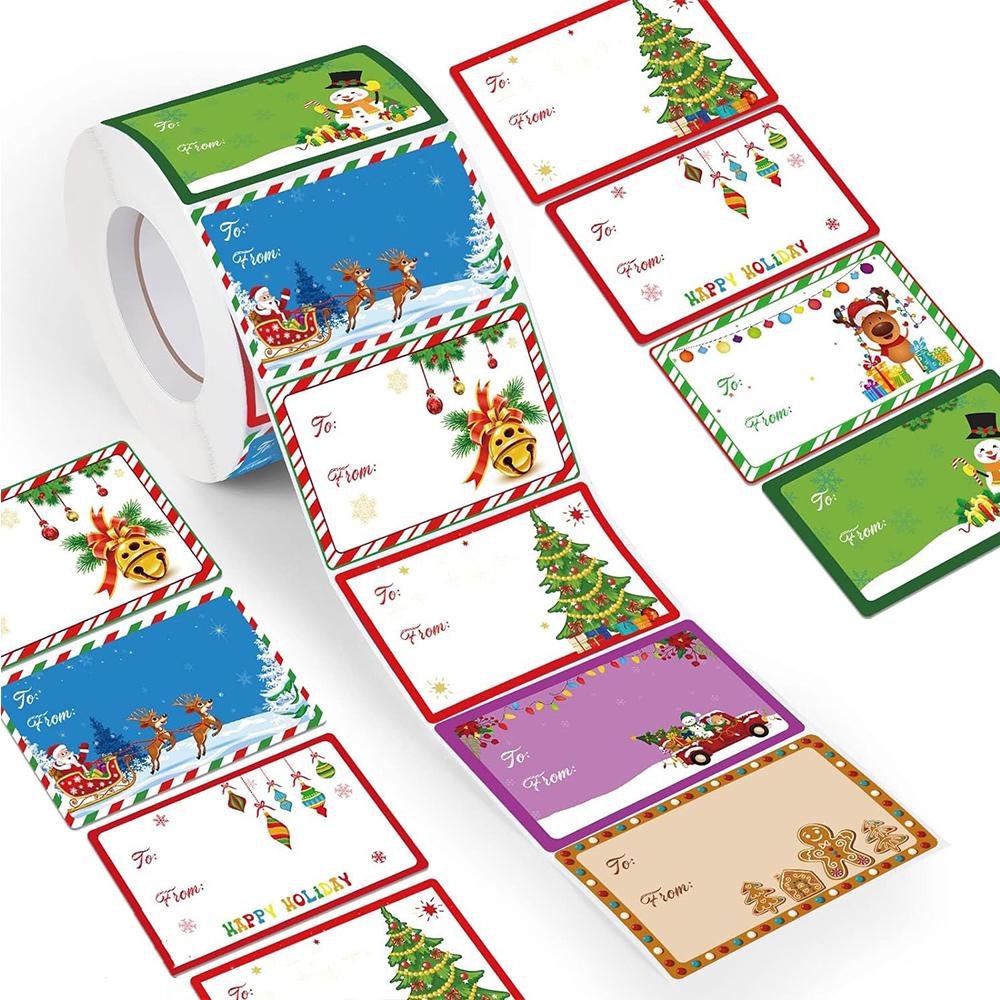 111PCS Christmas Gift Tag Stickers, Roll Style Xmas Present Labels with Gnome Snowman Truck Pattern, Stickers for Gift Wrapping