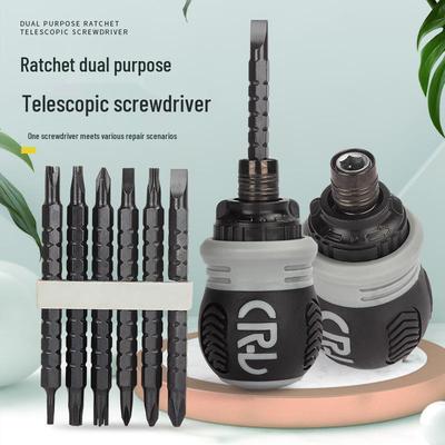 13-in-1 Magnetic Ratchet Screwdriver with Telescopic Phillips/Slotted Bits and Labor-Saving Design