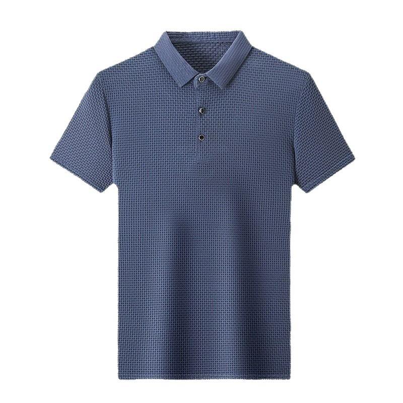 Ice Silk Summer Mens Short Sleeve Polo Shirt Cool T Shirt for Men Breathable Solid Polo Shirt Lightweight Lapel T Shirt Men