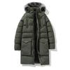 Large Size Men's Jacket Winter Hooded Cotton Jacket Mid-length Cotton Jacket Thickened Warm Large Wool Collar Cotton Jacket