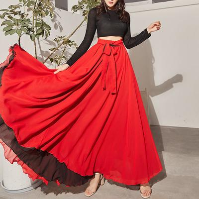 Tanzröcke, Chiffon, lange Röcke für Damen, elegant, lässig, hohe Taille, Boho-Strand-Maxiröcke, beidseitig zu tragen