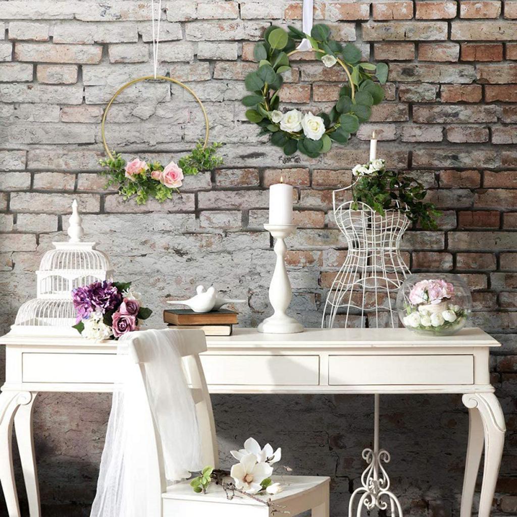 Large Gold Metal Floral Hoop Wreath Round Frame Embroidery Ring for Wedding Christmas Wall Hanging