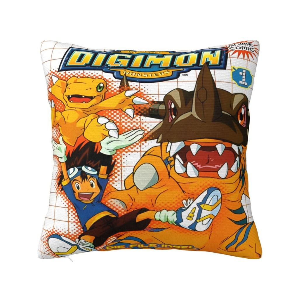 Stylish Bedroom Digital Monster Digimon Decoration Pillowcase Merch Pillow Cover Zipper Multi-Size