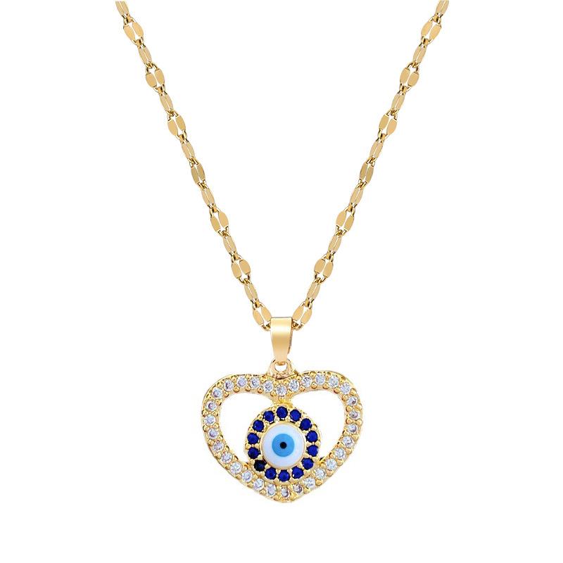 Love Eyes Light Luxury Banquet Wedding Necklace Women'S Versatile Collarbone Chain Titanium Steel Chain