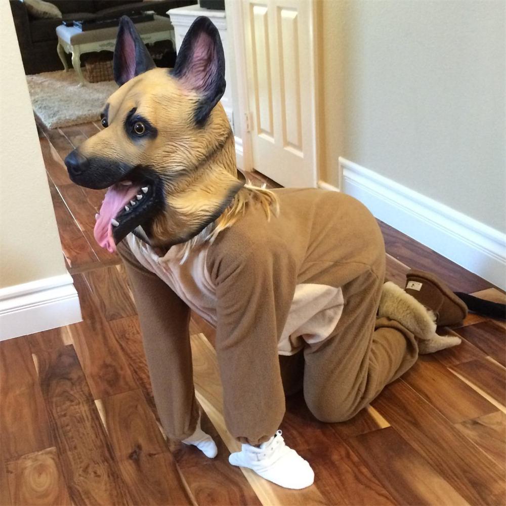 Maska německého ovčáka Halloween Party Cosplay Kostým zvířat Ovčák Psí masky na hlavu Legrační realistické zvířecí celohlavová latexová maska