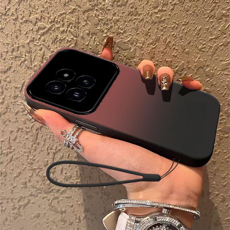Mi 14 Mobile Phone Case 14pro Personality Red and Black Gradual Change Contrast Color 14Ultra Large Window Anti-drop Silicone Protective Case