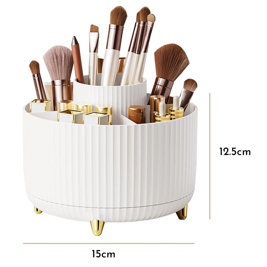 360 Rotating Makeup Brush Holder & Organizer Countertop Storage For Cosmetics & Skincare 8 Colors