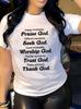 Praise Seek Trust God Womens Tee Christian Quote White Top