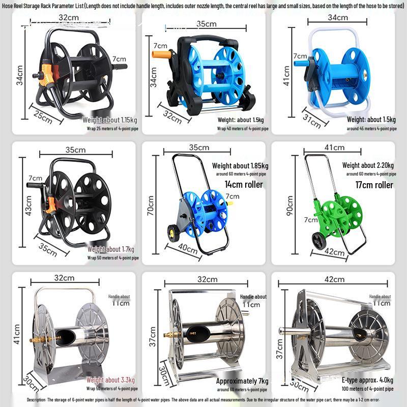 Car Wash Hose Reel & Storage Rack with 25-30 Meter Water Gun for 4 & 6-point Pipes