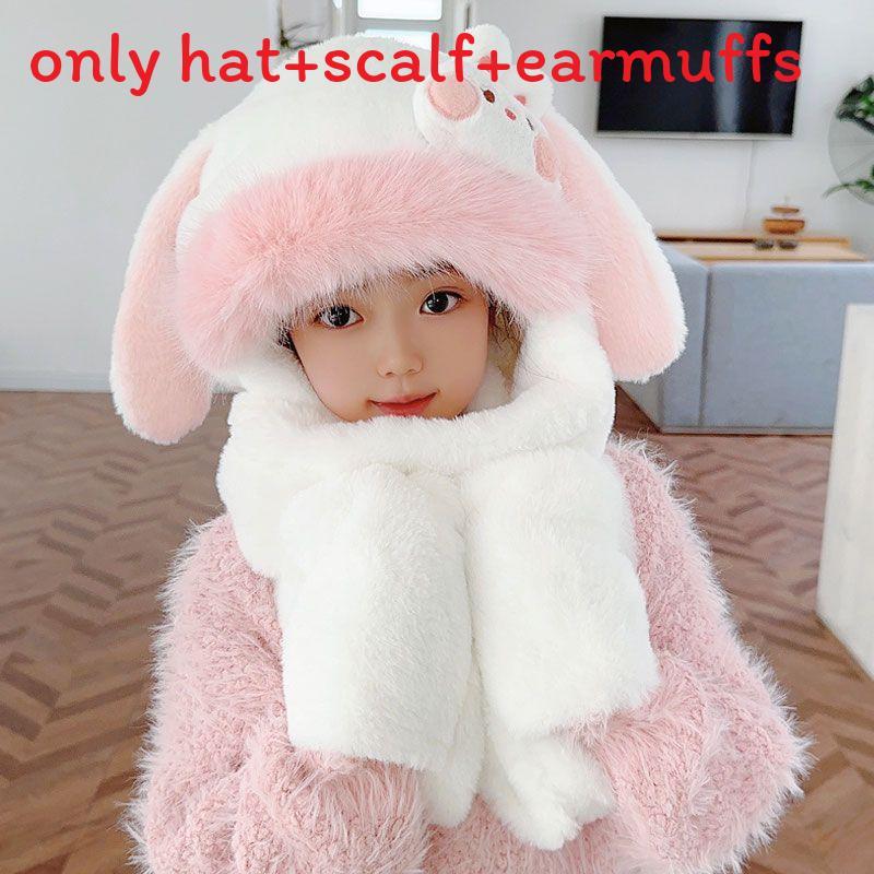 

Cute Rabbit Ears Kids Winter Hat With Moving Ears And Warm Fleece For Girls Age 2 To 12