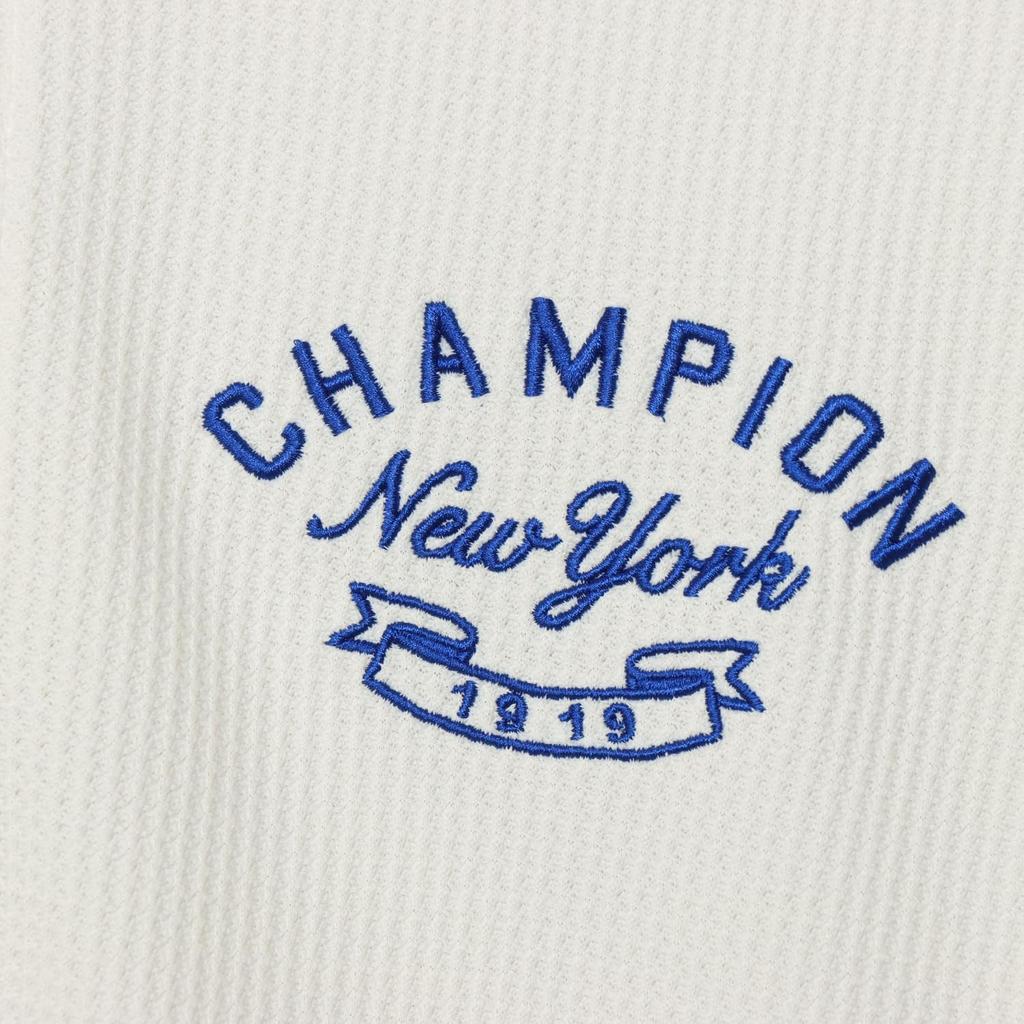 Champion Short Sleeve Half Zip Shirt UV with Embroidered Design Women's (CW-BG302), Off-White, Heat-Shielding, Protection, Quick-Drying,