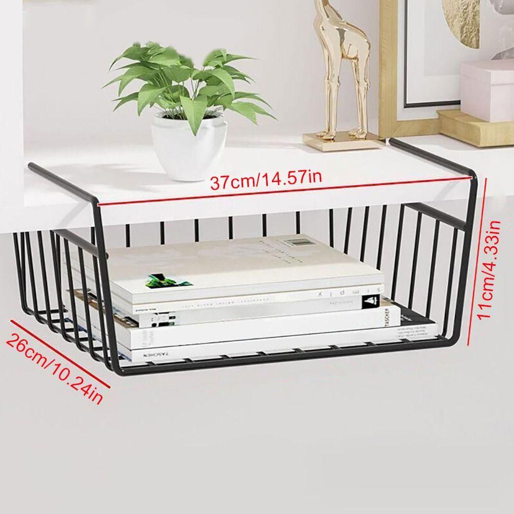 1Pcs Under Table Cabinet Storage Rack Small/Large Hanging Mesh Basket Kitchen Organizer Shelf