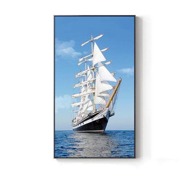 Sailboat Backlight Posters and Prints Ocean Landscape Canvas Paintings Wall Art Picture Home Decor for Living Room Bedroom