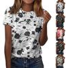 Women's Short Sleeved Round Necked T-shirt Fashion Floral Printed T-shirt Casual ToP Shoulder Length Short Sleeved Top