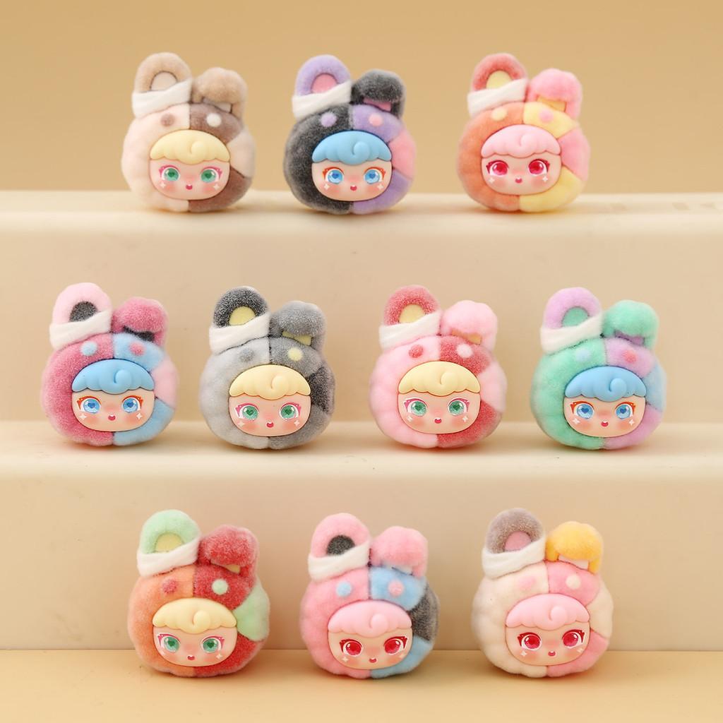 Creative Color Blocked Rabbit Head Plush Model Ornament Set For Kids And Collectors