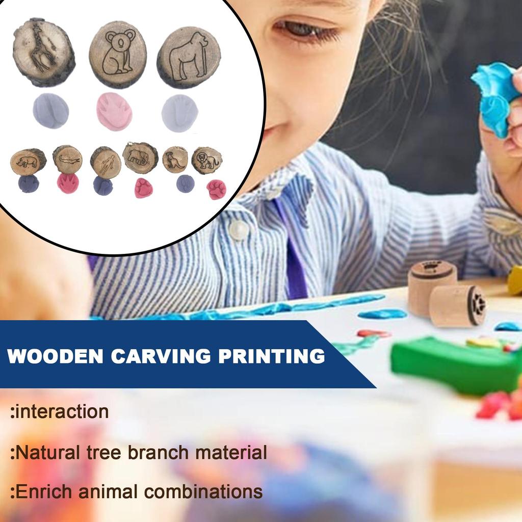 Animal Stamps For Kids Kids Stamp Set Fun Games Wooden Footprints Stampers Craft Kits Scrapbook Supplies Preschool Learning