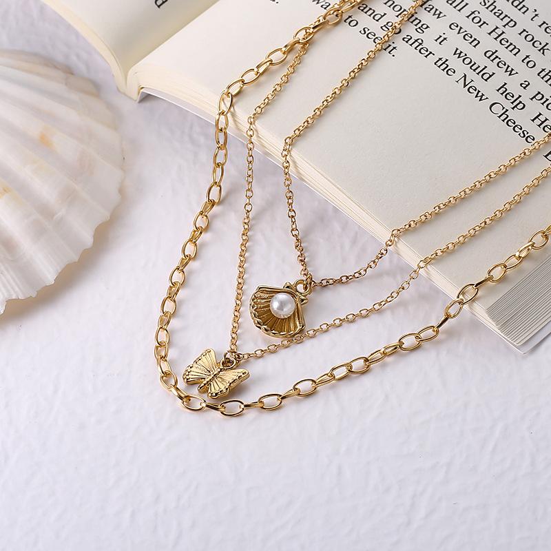 

Accessories Collarbone Chain Women S Simple Shell Imitation Pearl Butterfly Cuban Chain Collarbone Chain
