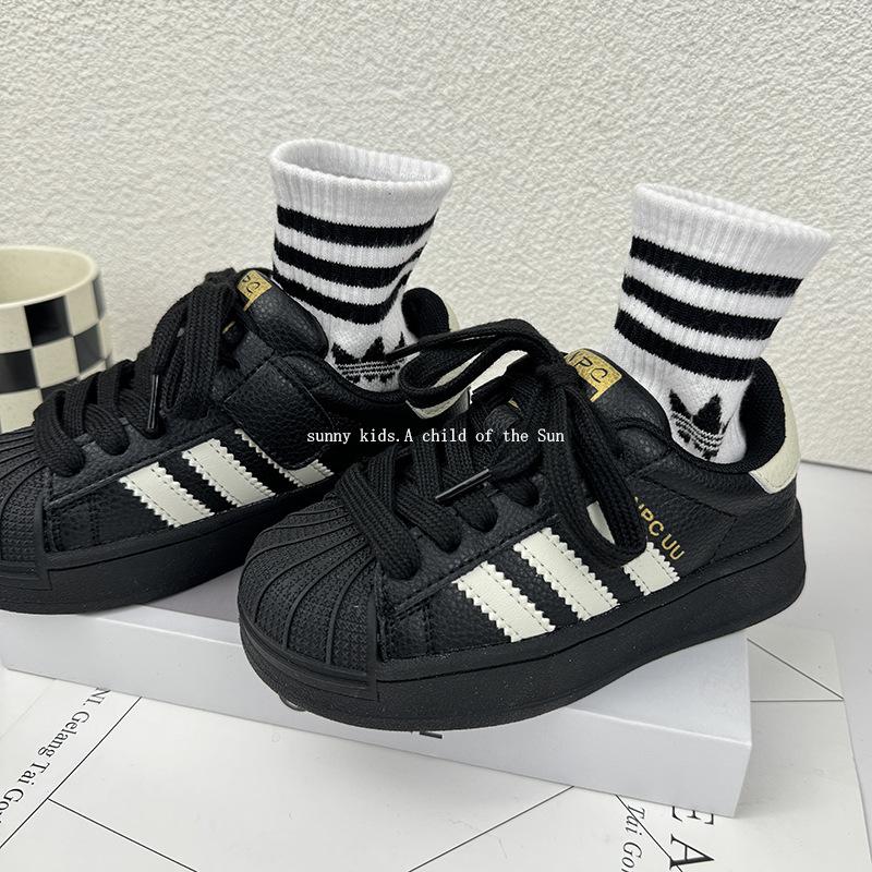 Children's Shell Head Board Shoes Spring and Summer New Girls' Sports Shoes Light and Non-slip Black Boys' Versatile Casual Shoes